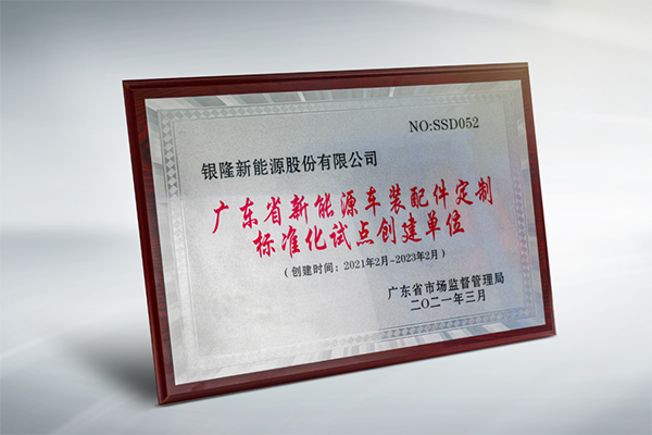 銀隆授牌創(chuàng)建廣東省新能源車裝配件定制標準化試點